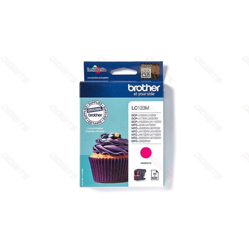 Brother LC123M Magenta Original Ink Cartridge — ~600 Pages, for DCP-J152W, MFC-J470DW & More