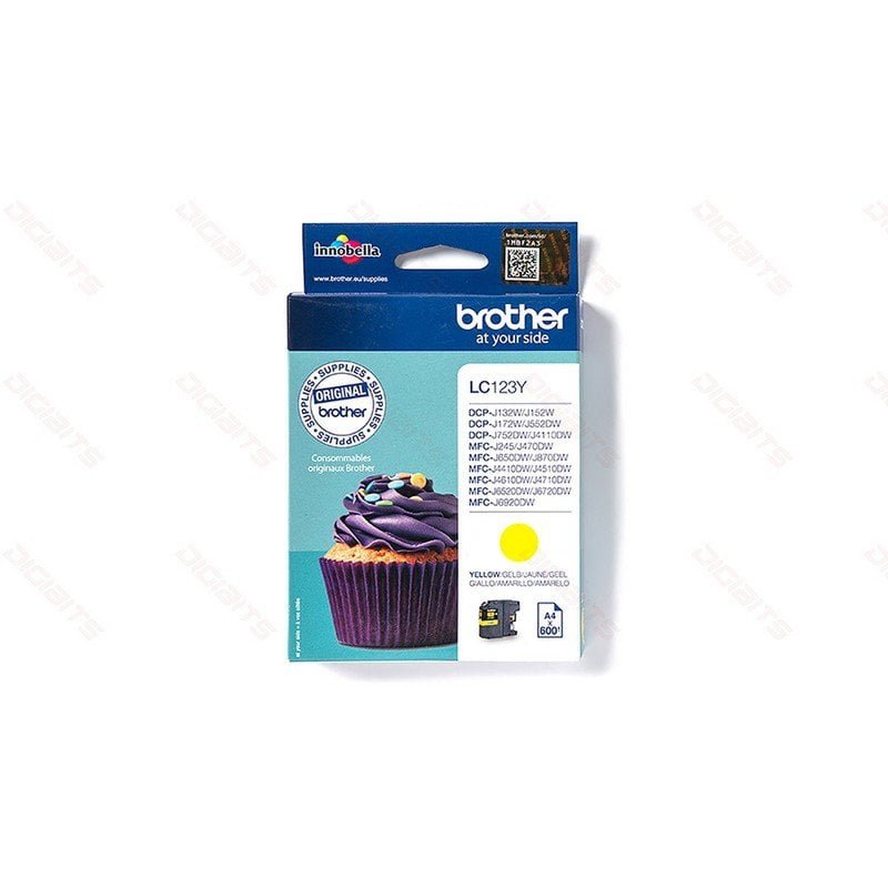 Brother LC123Y Yellow Original Ink Cartridge — ~600 Pages, for DCP-J152W, MFC-J470DW & More