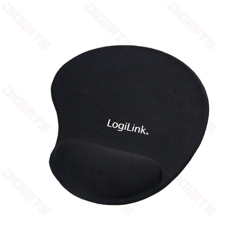 LogiLink ID0027 Black Gel Mouse Pad with Silicone Wrist Rest and Lycra Surface, 500 x 440 x 260 mm, 9 kg