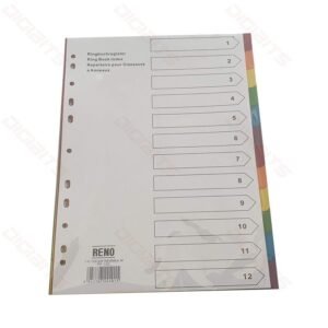 Reno A4 1-12 carton divider with colours