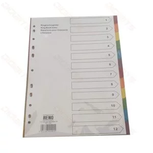 Reno A4 1-12 carton divider with colours