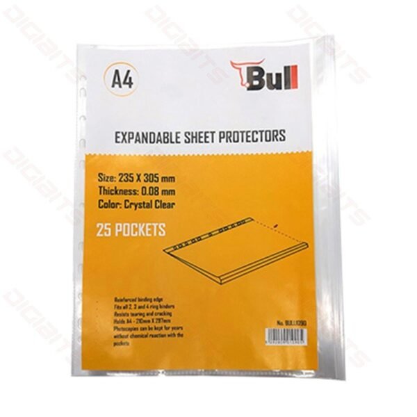 Bull A4 sheet protectors expandable clear (bag of 25pcs)