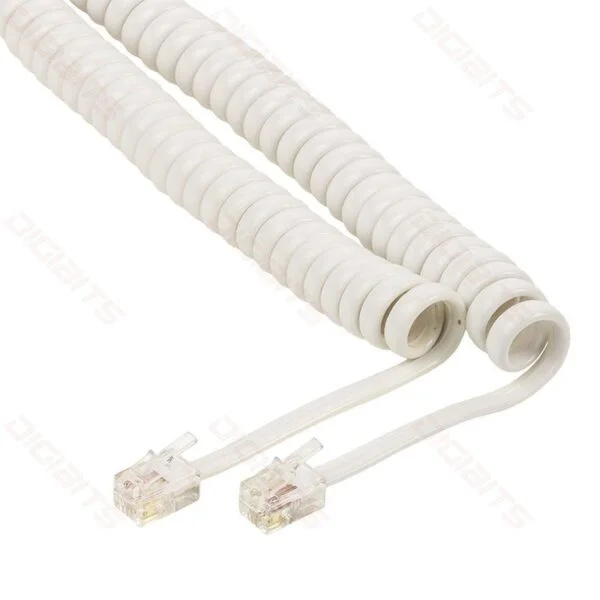 Valueline coiled headset cable 2m RJ10 M to RJ10 M white