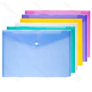 Databank clear pink envelope A4 with button