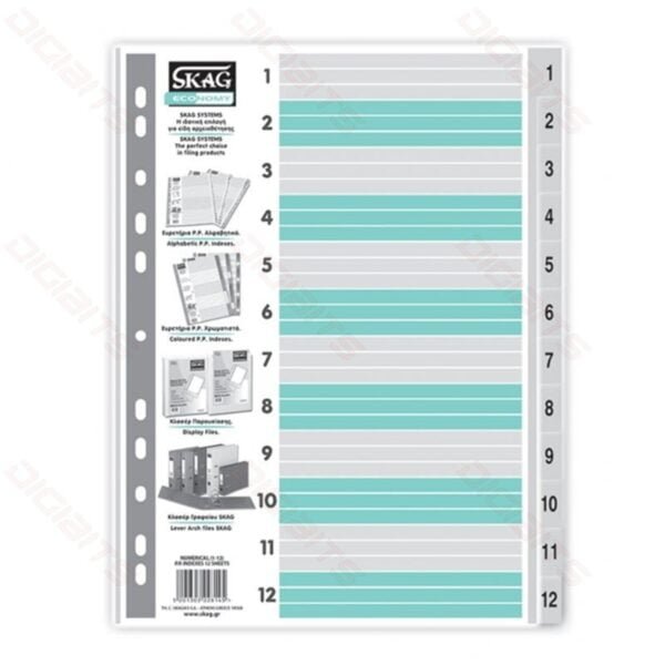 SKAG A4 1-12 plastic divider with colours