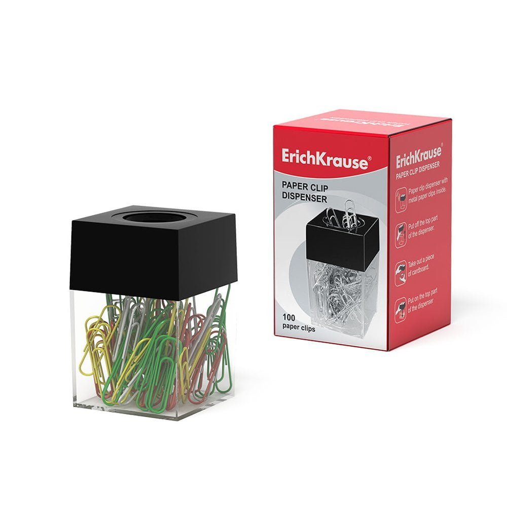 ErichKrause paper clip dispenser with 100 colored paper clips