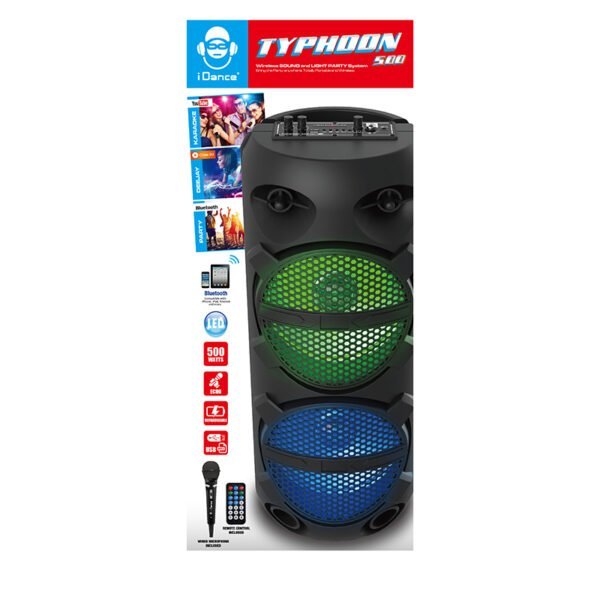 iDance Typhoon 500 Portable PA Speaker USB/BT/TF with RGB LED Lights-1