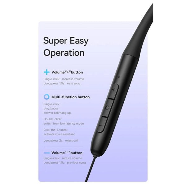 Baseus Headphones In Ear Wireless Neckband BOWIE P1x Black-4 Baseus Headphones In Ear Wireless Neckband BOWIE P1x Black-4