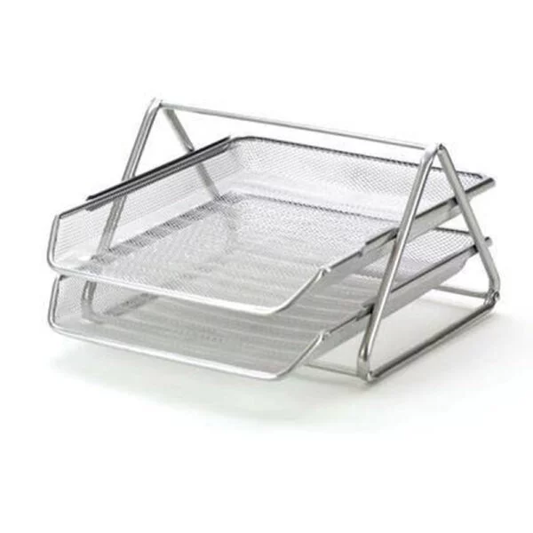Erichkrause 2-tier letter tray metallic silver Erichkrause 2-tier letter tray metallic silver