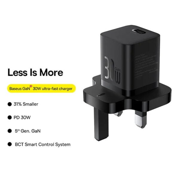 Baseus wall charger 30W GaN5 1xUSB-C UK Black-1