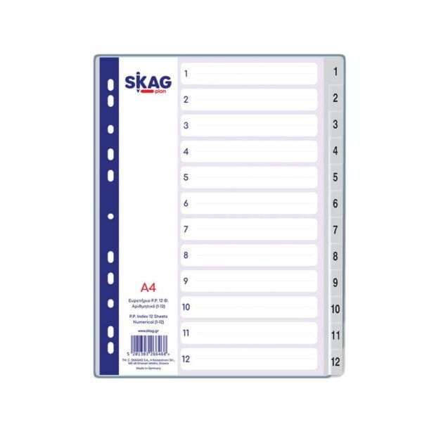 SKAG A4 1-12 plastic divider grey