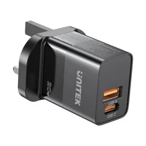 Unitek wall charger 20W USB-C PD & QC 3.0 UK