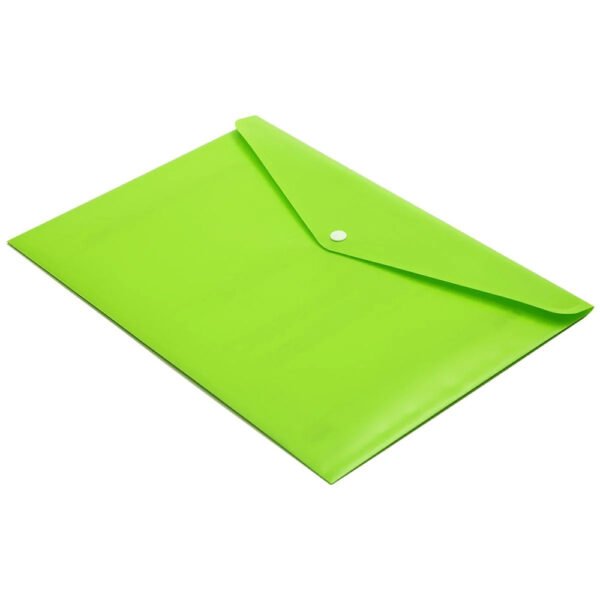 Clear bag A3 with button green